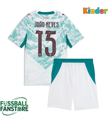 Portugal Joao Neves #15 Replik Auswärtstrikot Kinder WM 2026 Kurzarm (+ Kurze Hosen)